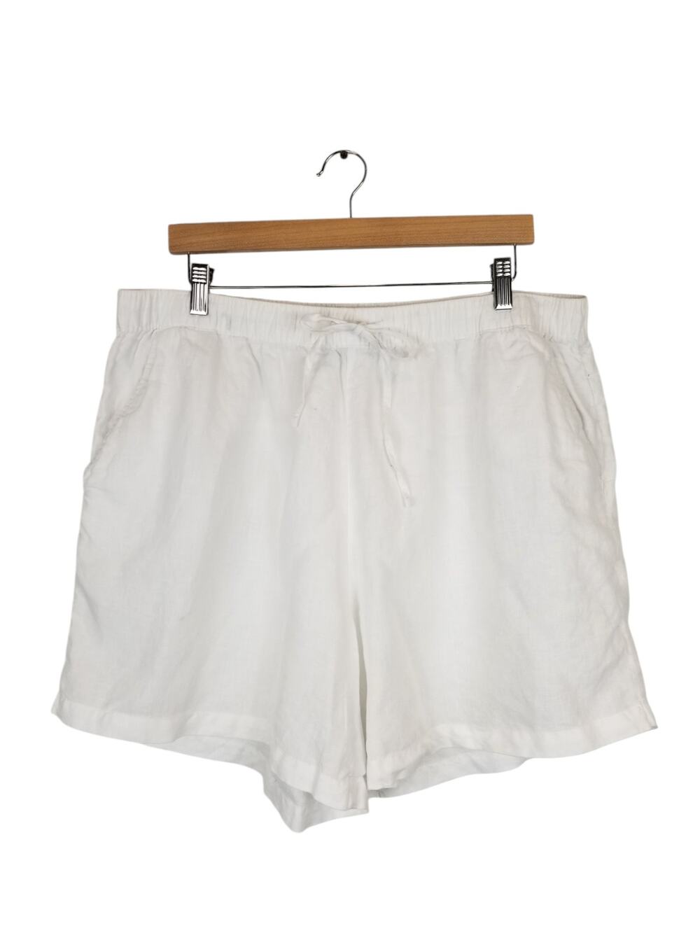 Tahari 100% Linen White Women's Drawstring Casual Shorts Coastal Summer Size 1X